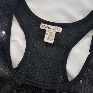 Sequins-covered mini obsidian black dress